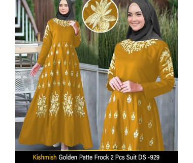 Kishmish Golden Patte Frock 2 Pcs Suit DS -929 Kishmish Golden Patte Frock 2 Pcs Suit DS -929